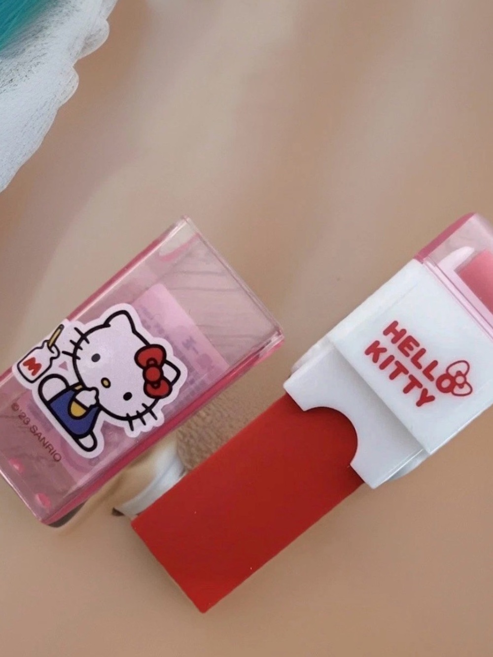 Sanrio Hello Kitty Double Sided Roller Red Retro Rubber Eraser  Plastic Case 3"